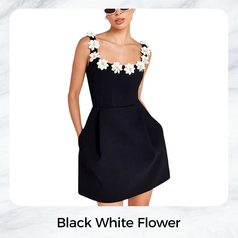 Rahel - Mini Dress with Floral Appliqués in Romantic Style