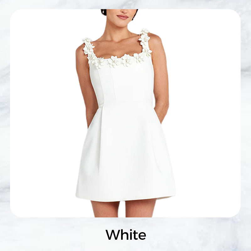 Rahel - Mini Dress with Floral Appliqués in Romantic Style