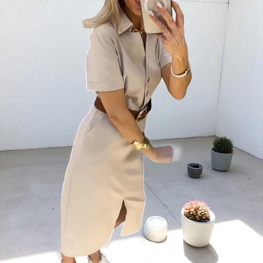 Abigail - Casual Midi Dress with Belt